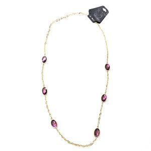 GNW Long Strand Necklace Purple Gold Tone NEW